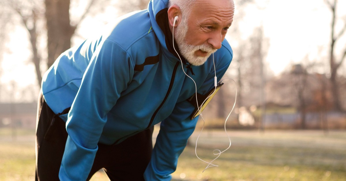 Man working out outside after supplementing with iron