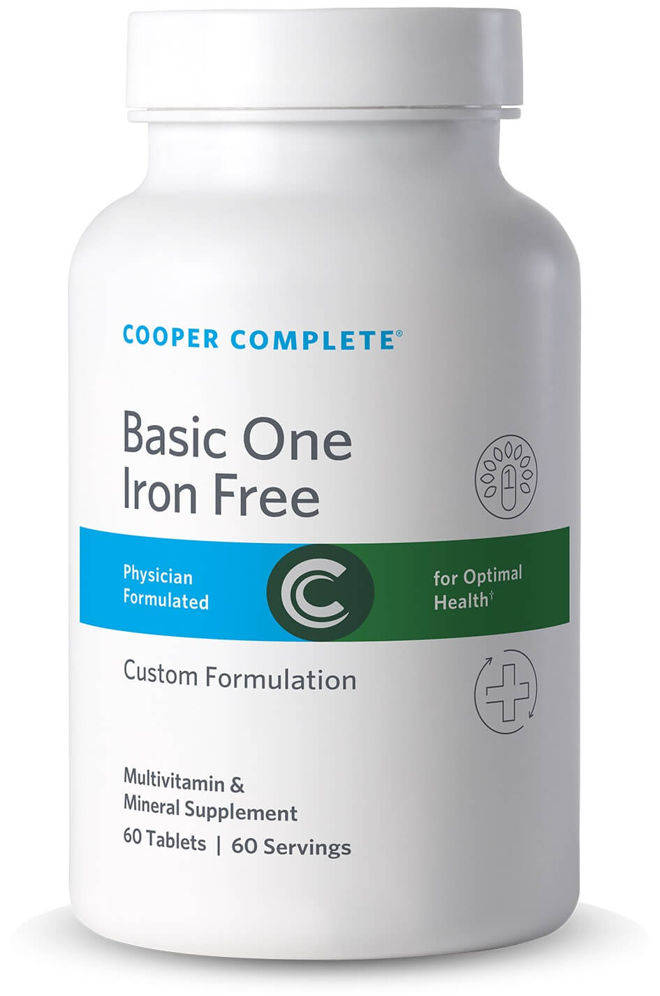 Photo of Cooper Complete Basic One Daily Multivitamin Iron Free bottle.