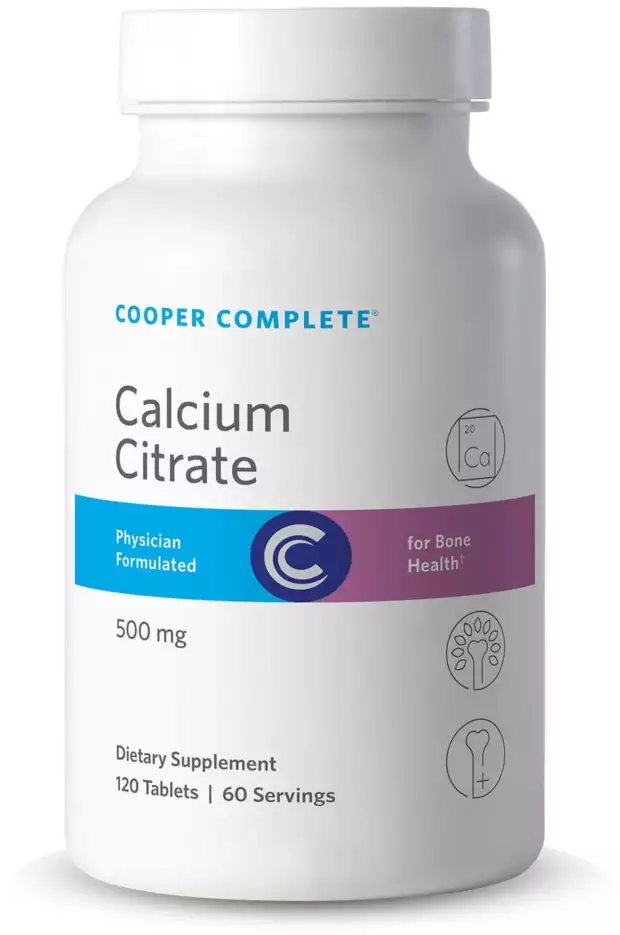 Photo of Cooper Complete Calcium Citrate Supplement 500 mg bottle.