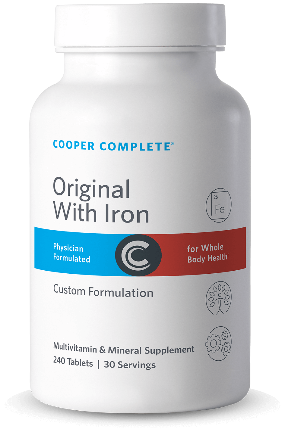 Photo of Cooper Complete Original Comprehensive Multivitamin With Iron Supplement bottle.