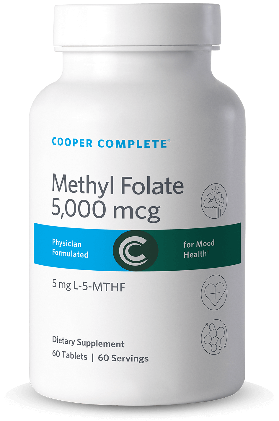 Photo of Cooper Complete Methy Folate 5000 mcg (5 mg) Supplement bottle.