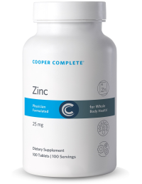 Photo of Cooper Complete Zinc Supplement 25 mg bottle.