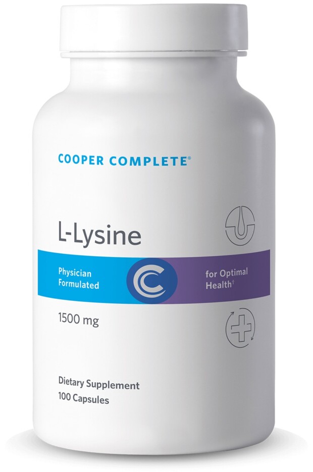 Bottle of Cooper Complete L-Lysine Supplement 1500 mg