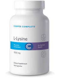 Bottle of Cooper Complete L-Lysine Supplement 1500 mg