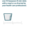 Graphic showing the 1 teaspoon serving size for Cooper Complete Advanced Omega 3 Liquid Dietary Supplement.