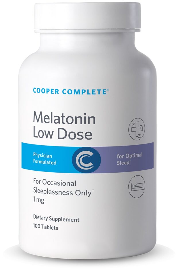 Bottle of Cooper Complete Melatonin Low Dose Supplement 1 mg