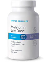 Bottle of Cooper Complete Melatonin Low Dose Supplement 1 mg