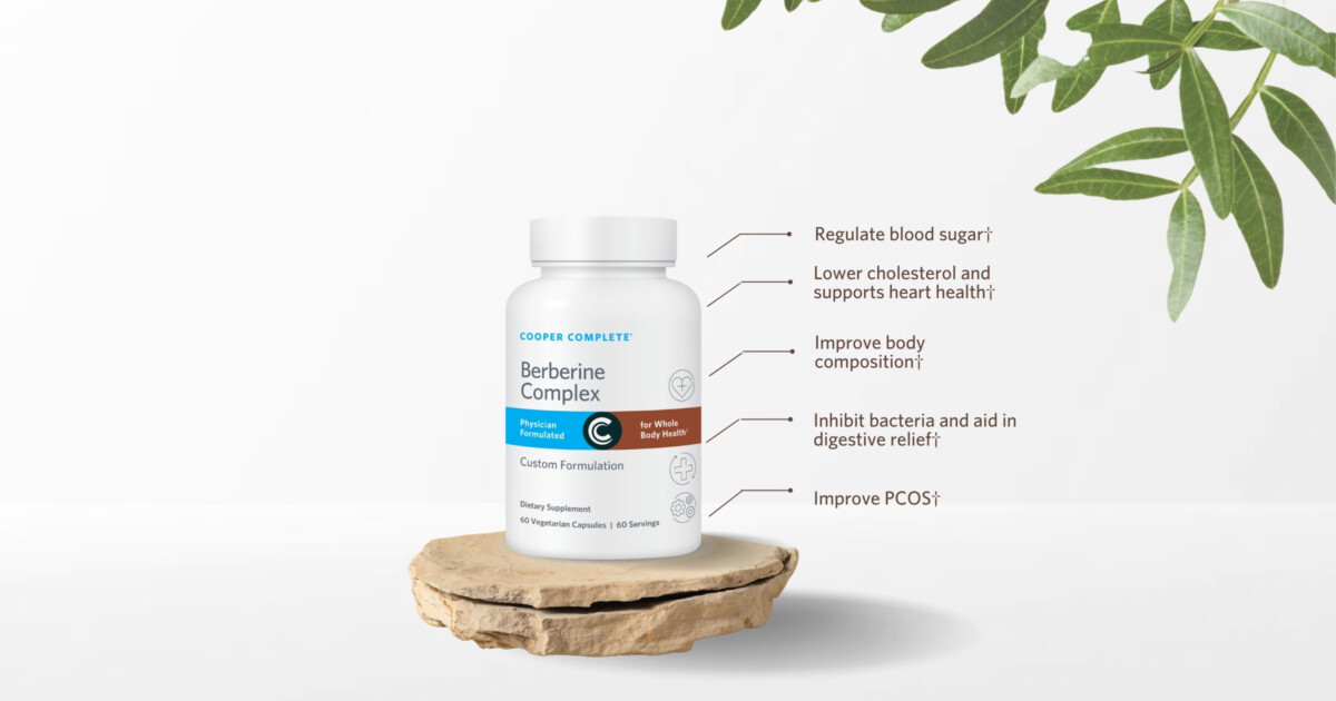 Photo of Cooper Complete Berberine Complex detailing health benefits