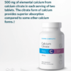 Bottle of Cooper Complete Calcium Citrate Supplement on a pedestal with a description of the product overlaid.